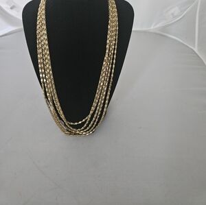 Vintage Monet Five Strand Goldtone Necklace - 24"
